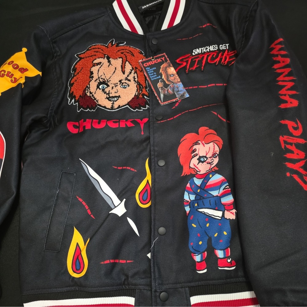 REASON X CHUCKY Collab Chucky Wool Varsity Style Jacket Embroidered Sz Large